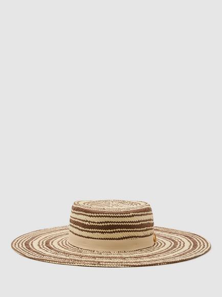 Reiss Tatiana Stripe Straw Hat, Natural, Natural