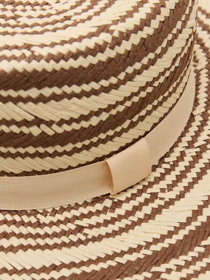 Reiss Tatiana Stripe Straw Hat, Natural - view 2, Natural