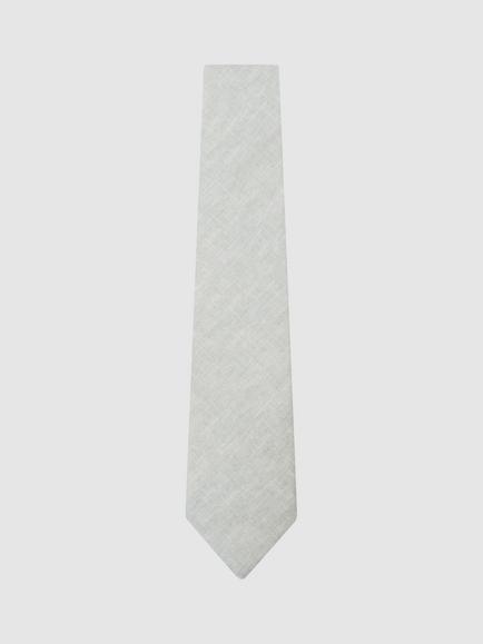 Reiss Luciano Pure Linen Woven Tie, Light Sage Green, Light Sage Green