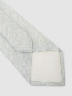 Reiss Luciano Pure Linen Woven Tie, Light Sage Green - view 2, Light Sage Green