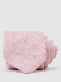 Reiss Luciano Pure Linen Woven Tie, Rose Pink, Rose Pink