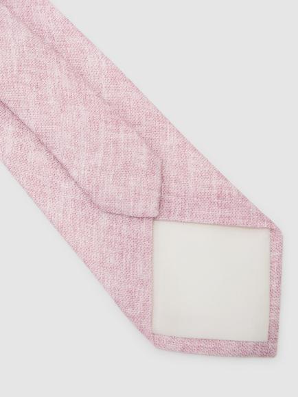 Reiss Luciano Pure Linen Woven Tie, Rose Pink - view 2, Rose Pink