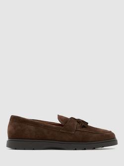 Reiss Jimmy Suede Tassel Loafers, Dark Brown, Dark Brown