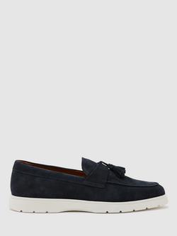 Reiss Jimmy Suede Tassel Loafers, Dark Navy, Dark Navy