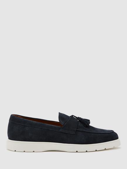 Reiss Jimmy Suede Tassel Loafers, Dark Navy, Dark Navy