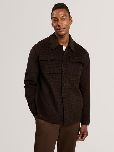 Ted Baker Wool Blend Trucker Overshirt, Brown, Brown