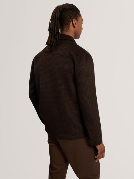 Ted Baker Wool Blend Trucker Overshirt, Brown - view 2, Brown