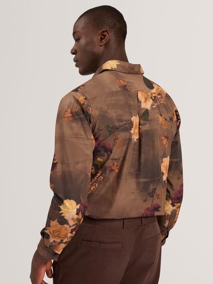Ted Baker Floral Print Shirt, Olive - view 2, Olive