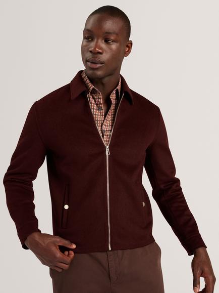 Ted Baker Wool Blend Harrington Jacket, Maroon, Maroon