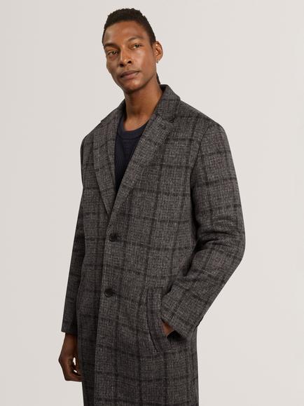 Ted Baker Wool Rich Windowpane Coat, Grey, Grey