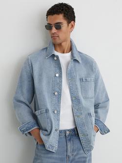 Reiss Vigo Denim Chore Jacket, Light Blue Wash, Light Blue Wash