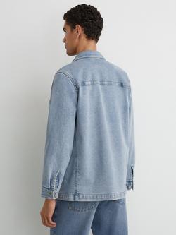 Reiss Vigo Denim Chore Jacket, Light Blue Wash - view 2, Light Blue Wash