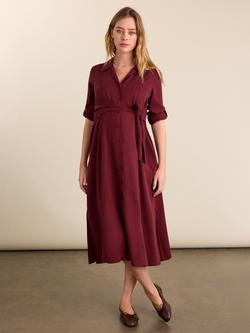 Isabella Oliver Kelsy Maternity Shirt Dress containing TENCEL™ Lyocell, Burgundy, Burgundy