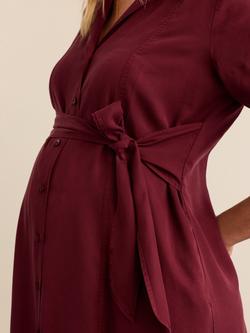 Isabella Oliver Kelsy Maternity Shirt Dress containing TENCEL™ Lyocell, Burgundy - view 2, Burgundy