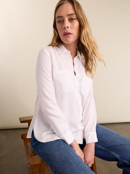 Isabella Oliver Raffa Maternity Shirt containing TENCEL™ Lyocell, Pure White, Pure White