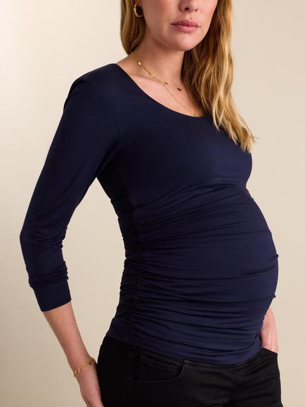 Isabella Oliver The Essentials Maternity Scoop Top containing LENZING™ ECOVERO™ Viscose, Classic Navy