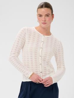 KAFFE Kadolly Crochet Cardigan, Chalk, Chalk