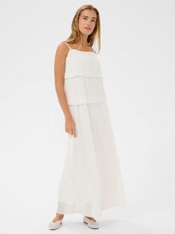 KAFFE Kiera Plisse Tiered Midi Dress, Chalk, Chalk