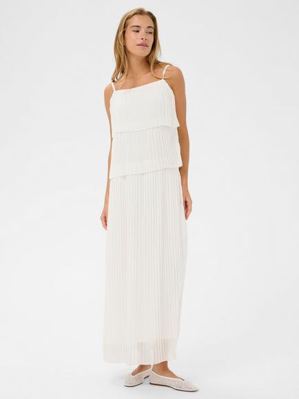 KAFFE Kiera Plisse Tiered Midi Dress, Chalk - view 2, Chalk