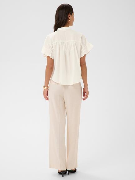 KAFFE Kavanilla Mandarin Collar Boxy Shirt, Chalk - view 2, Chalk