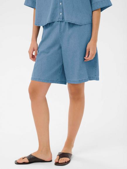 KAFFE Kajade Knee-Length Denim Shorts, Medium Blue, Medium Blue