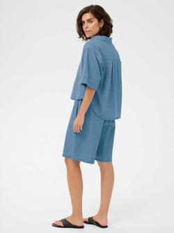 KAFFE Kajade Knee-Length Denim Shorts, Medium Blue - view 2, Medium Blue