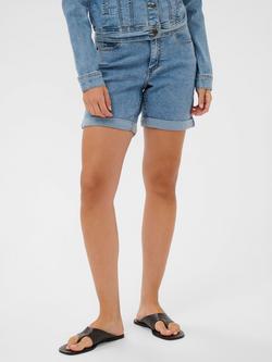 KAFFE Vilma Rolled Hem Denim Shorts, Washed Blue, Washed Blue