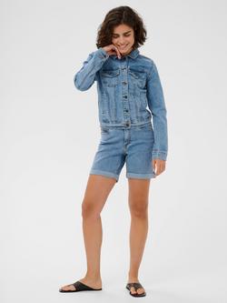 KAFFE Vilma Rolled Hem Denim Shorts, Washed Blue - view 2, Washed Blue