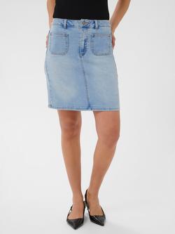 KAFFE Karla Mid-Rise Denim Skirt, Light Blue, Light Blue