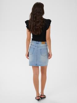 KAFFE Karla Mid-Rise Denim Skirt, Light Blue - view 2, Light Blue