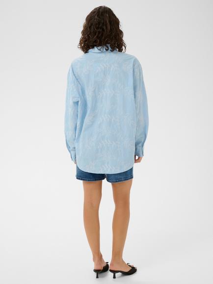 KAFFE Marlee Embroidered Long Sleeve Shirt, Blue - view 2, Blue