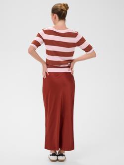 KAFFE Karegina Sculpted Striped V-Neck Knit Top, Pink - view 2, Pink