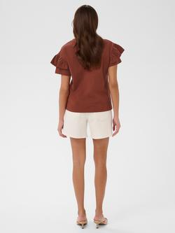 KAFFE Kaerin Flounce Sleeve T-Shirt, Henna - view 2, Henna