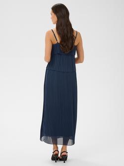 KAFFE Kiera Plisse Tiered Midi Dress, Midnight Marine - view 2, Midnight Marine