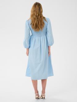 KAFFE Mona Smock Billow Sleeve Midi Dress, Blue - view 2, Blue