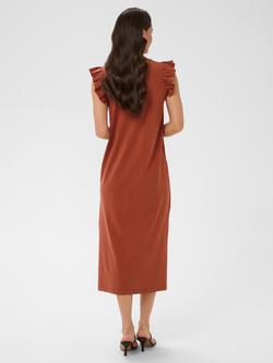 KAFFE Kacelina Cotton Ruch Cap Sleeve Midi Dress, Henna - view 2, Henna