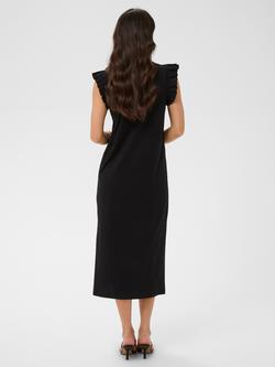 KAFFE Kacelina Cotton Ruch Cap Sleeve Midi Dress, Black Deep - view 2, Black Deep
