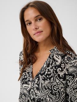 KAFFE Ellen Amber Paisley Tunic Dress, Black/Chalk - view 2, Black/Chalk