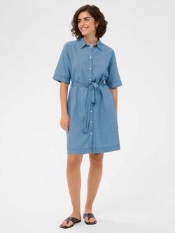 KAFFE Kajade Tie-Waist Denim Shirt Dress, Blue, Blue