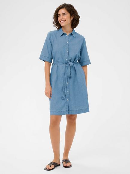 KAFFE Kajade Tie-Waist Denim Shirt Dress, Blue, Blue