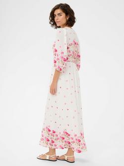 KAFFE Karosine V-Neck Floral Maxi Dress, White/Pink - view 2, White/Pink