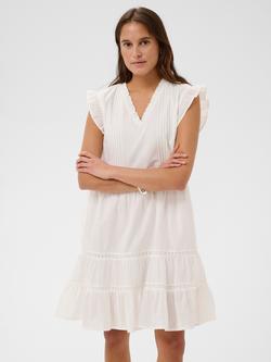 KAFFE Kavalerie Flutter Sleeve Dress, Chalk, Chalk