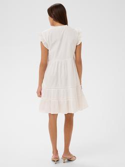 KAFFE Kavalerie Flutter Sleeve Dress, Chalk - view 2, Chalk