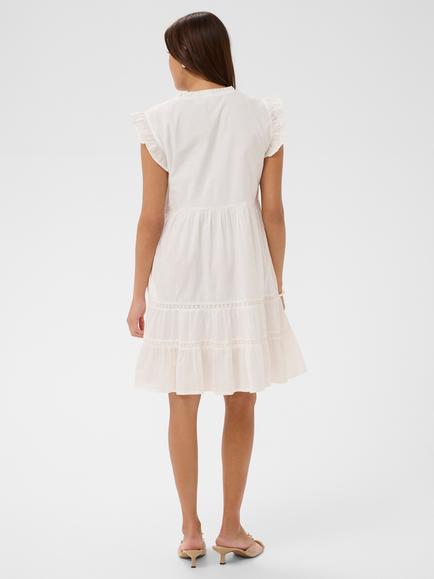 KAFFE Kavalerie Flutter Sleeve Dress, Chalk - view 2, Chalk