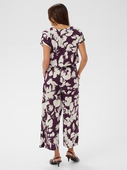 KAFFE Kamira Abstract Print V-Neck Jumpsuit, Purple/White - view 2, Purple/White