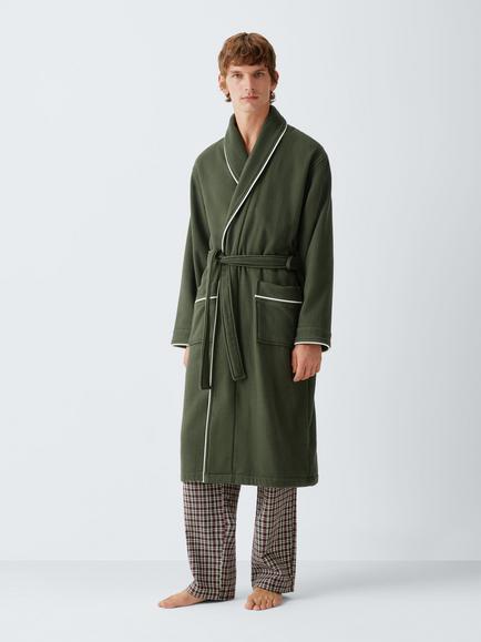 John Lewis Cotton Terry Waffle Texture Dressing Gown, Green, Green