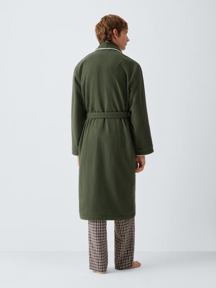 John Lewis Cotton Terry Waffle Texture Dressing Gown, Green - view 2, Green