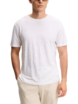 J.Lindeberg Coma Pure Linen Short Sleeve T-Shirt, White, White