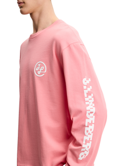 J.Lindeberg Walsh Relaxed Long Sleeve Printed T-Shirt, White - view 2, Flamingo Plume