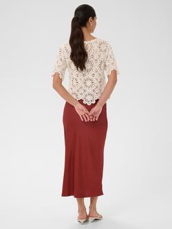 KAFFE Callista Floral Crochet Sequin Cotton Blouse, Broken White/Silver - view 2, Broken White/Silver